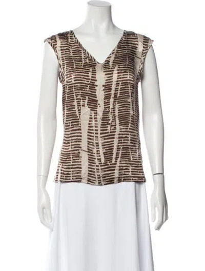 Pre-owned 's Max Mara Silk Printed Top In Multicolor