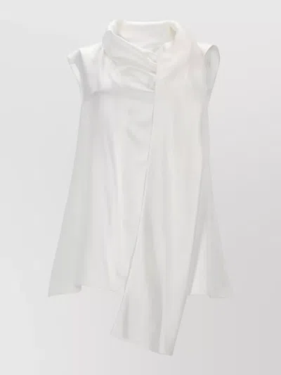 S Max Mara Silk Satin Blouse In White