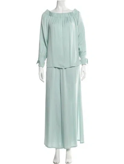 Pre-owned S Max Mara Silk Set In Blue/green