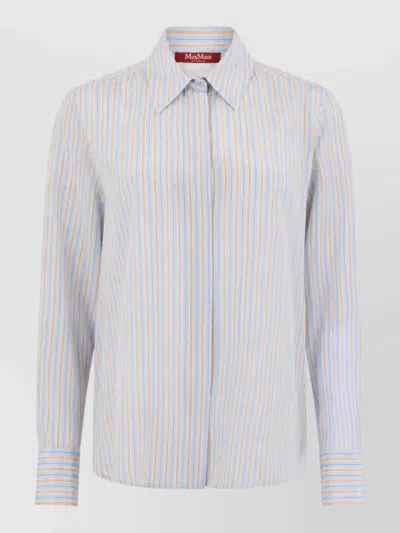 S Max Mara Silk Striped Long-sleeve Shirt In Multi