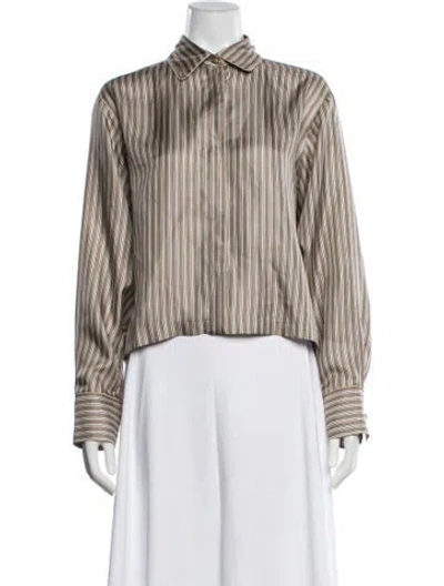 Pre-owned 's Max Mara Silk Striped Nightgown In Grey