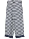 S Max Mara Silk Trousers Wide Leg Striped Pattern In Blue