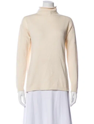 Pre-owned 's Max Mara Silk Turtleneck Sweater In Neutrals