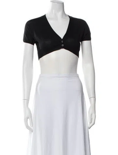Pre-owned S Max Mara Silk V-neck Crop Top In Black