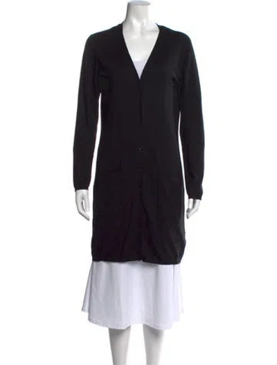 Pre-owned S Max Mara Silk V-neck Sweater In Black