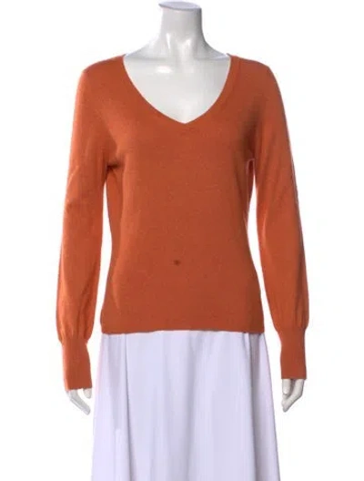 Pre-owned S Max Mara Silk V-neck Sweater In Orange