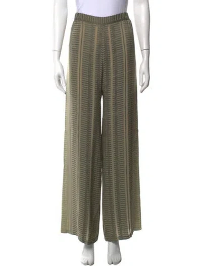 Pre-owned S Max Mara Silk Wide Leg Pants In Green