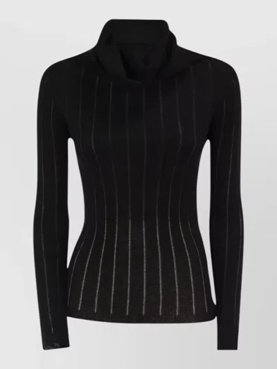 S Max Mara Silk Wool Embroidered Turtleneck Sweater In Black