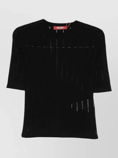 S Max Mara Silk Wool Slim-fit Crewneck Sweater In Black