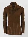 S Max Mara Silk Wool Turtleneck Sweater In Brown