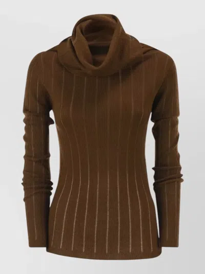 S Max Mara Silk Wool Turtleneck Sweater In Brown