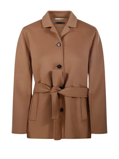 's Max Mara Single-breasted Belted Jacket In Brown