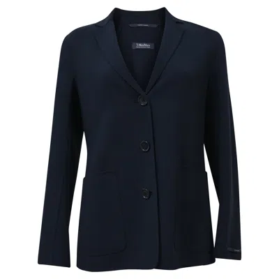 's Max Mara Single-breasted Cucito Amano Jacket In Navy Blue Wool