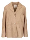 S Max Mara Single-breasted Suede Jacket In Brown