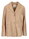 Shop 's Max Mara Single-breasted Suede Jacket Jackets Beige