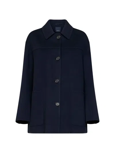 S Max Mara Single-breasted Wool Coat In Blue