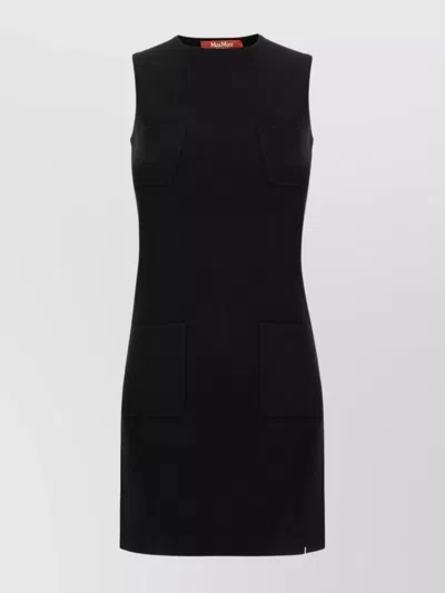 S Max Mara Sleeveless Crew Neckline Dress With Front Pockets In Black