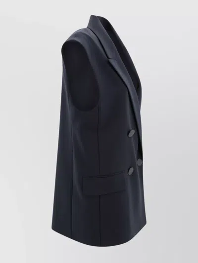 S Max Mara Sleeveless Double-breasted Blazer Notched Lapel In Blue