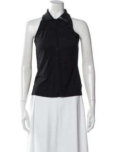 Pre-owned 's Max Mara Sleeveless Polo In Black