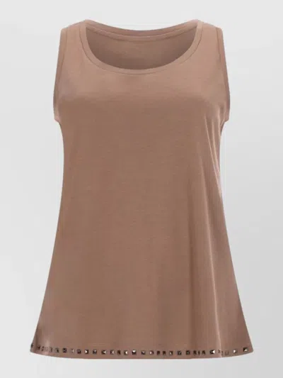 S Max Mara Sleeveless Cotton Top In Neutral