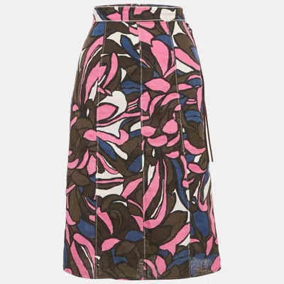 S Max Mara S'max Mara Pink Printed Cotton Midi Skirt In Multi