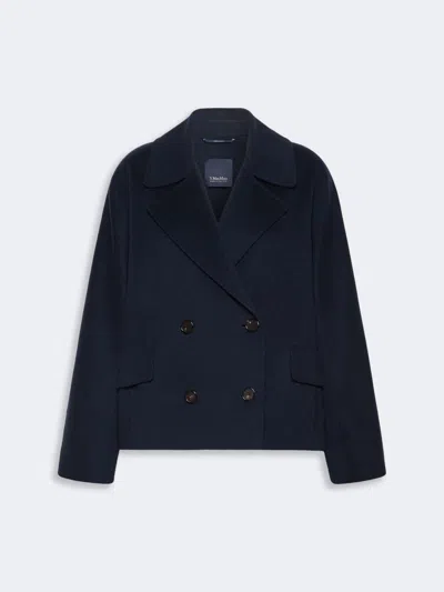 's Max Mara Badia Double-breasted Cotton-blend Blazer In Blue