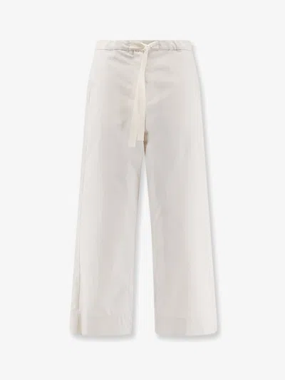 S Max Mara Smmargento Vissuto Cotton Trousers In White