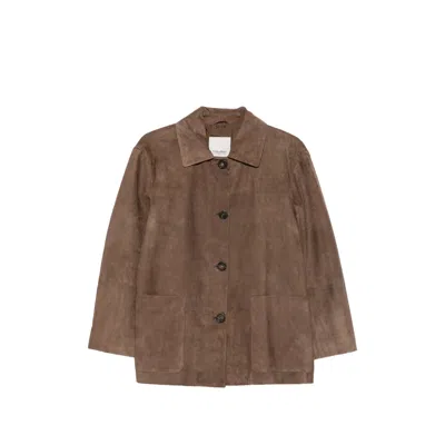 S Max Mara Smmastrale Button-fastening Leather Jacket In Brown