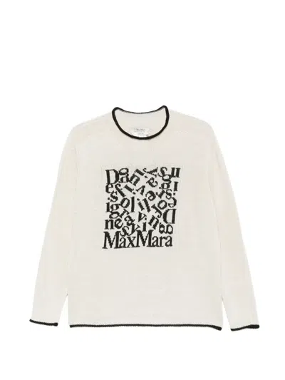 S Max Mara Smmattore Linen Sweater In Bianco