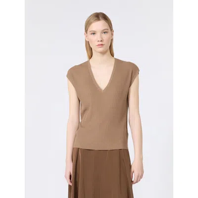 S Max Mara Smmbacca Waistcoat Camel In Brown