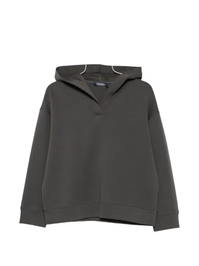 S Max Mara ' Cotton Jersey Hoodie With V-neck In Gray
