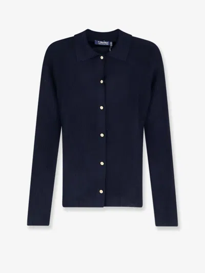 S Max Mara Smmlimone Virgin Wool Cardigan In Blue