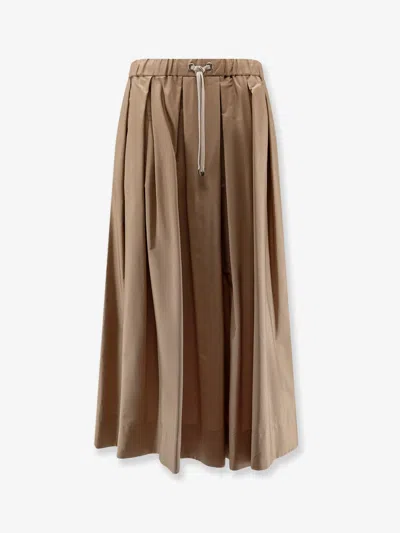 S Max Mara ' Pineta Cotton Poplin Skirt In Brown