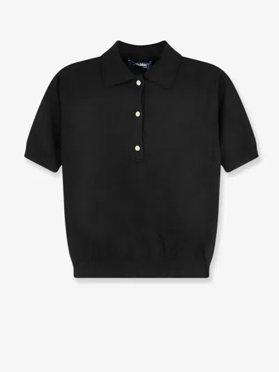 's Max Mara Smmpomposa Cotton, Silk, And Cashmere Polo Shirt In Black