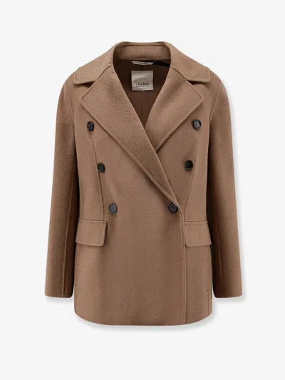 S Max Mara Smmrita Virgin Wool Peacoat In Brown