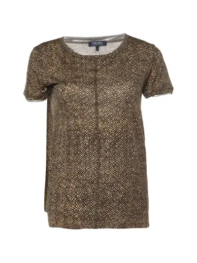 Pre-owned 's Max Mara Snake-print Knit T-shirt In Brown