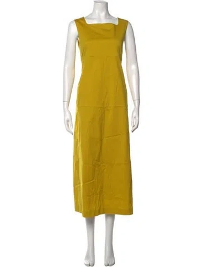 Pre-owned S Max Mara Square Neckline Long Dress In Green