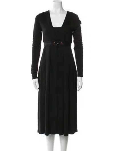 Pre-owned 's Max Mara Square Neckline Midi Length Dress In Black