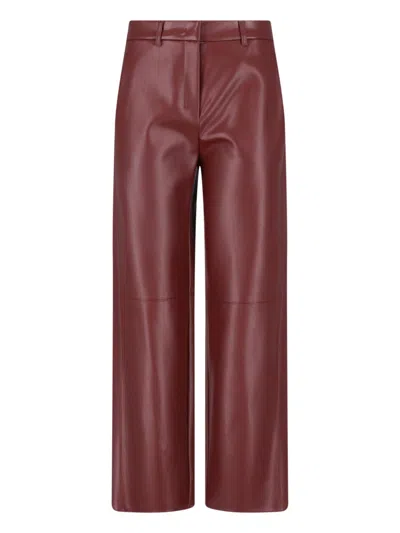 S Max Mara Straight Pants In Coated Jersey In Burgundy
