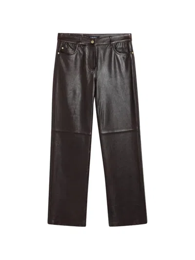 S Max Mara Max Mara S Brown Lamb Nappa Leather Trousers In Black