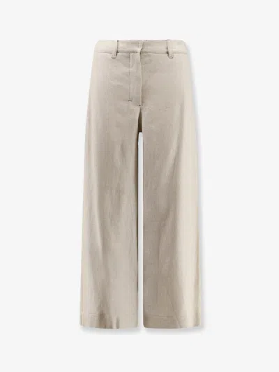 S Max Mara Stretch Cotton And Linen Trousers In Beige