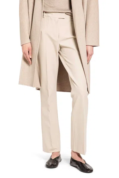 S Max Mara Stretch Cotton Viscose Trousers In Neutral