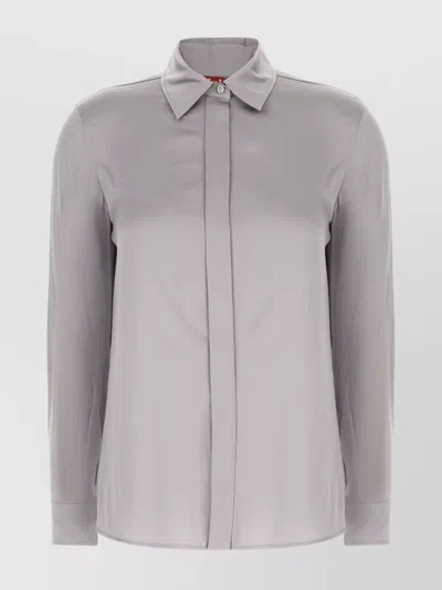 's Max Mara Stretch Silk Shirt Collar Pointed In Gray