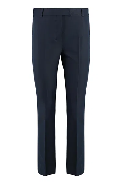 's Max Mara Womens Midnightblue Umanita Twill-texture Straight-leg Low-rise Stretch-cotton Blend Trousers In Blue