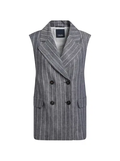 's Max Mara Striped Button Vest In Gray