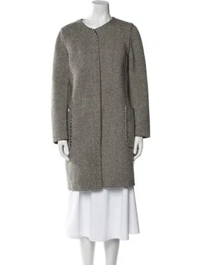 Pre-owned S Max Mara Striped Coat In Black/white