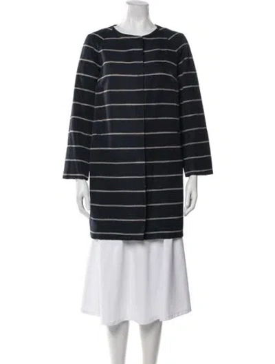 Pre-owned S Max Mara Striped Coat In Blue