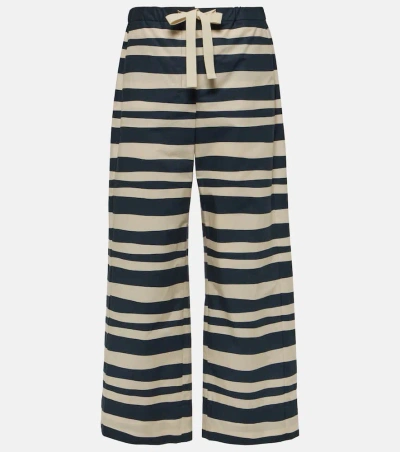 's Max Mara Striped Cotton Poplin Wide-leg Pants In Black