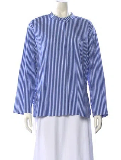 Pre-owned S Max Mara Striped Crew Neck Blouse In Blue/white