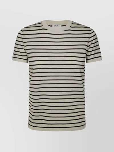 S Max Mara Striped Crew Neck Short Sleeve Knitwear In Metallic